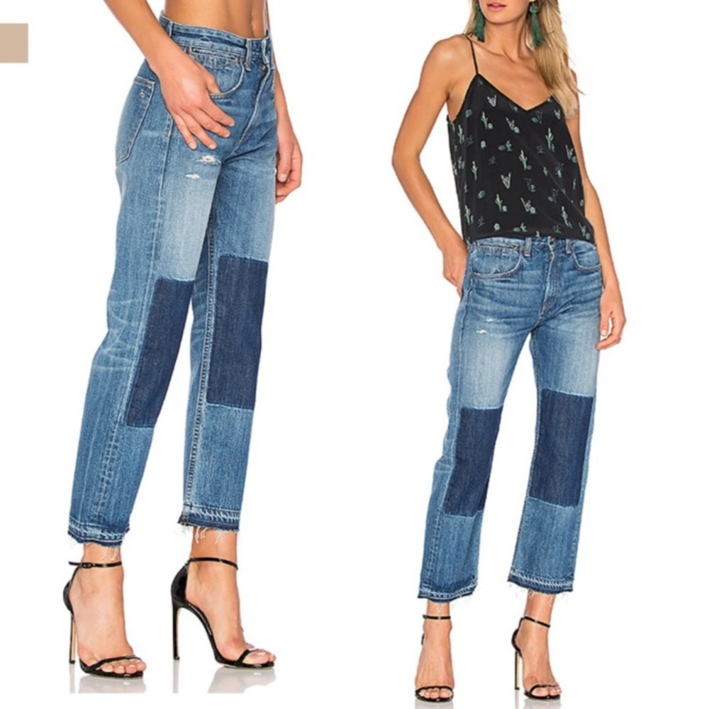 Rag & Bone Patchwork Distressed Cropped Jeans 25 - image 1